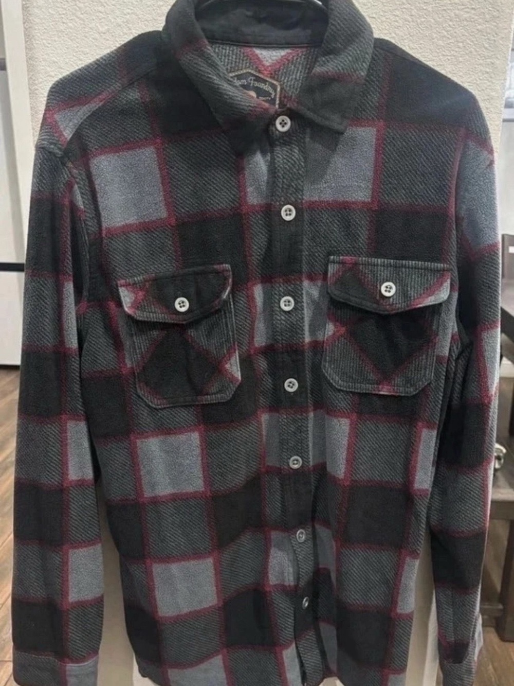 Men's Casual Plaid Button-Down Shirt Jacket - Gray, Black & Red